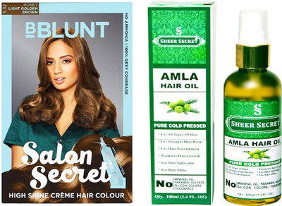 

SHEER SECRET AMLA HAIR OIL 100 ML (PURE COLDPRESSED) and HAIR COLOUR LIGHT GOLDEN BROWN NO. 5.32(Set of 2)