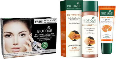 

BIOTIQUE BIO Bio Diamond Facial Kit, Bio Morning Nectar Flawless Skin Lotion For All Skin Types, LIP CARE(Set of 3)
