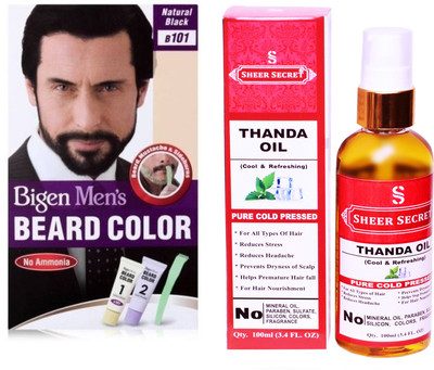 

SHEER SECRET THANDA OIL 100 ML (PURE COLDPRESSED) and BEARD COLOUR NATURAL BLACK NO. 101(Set of 2)