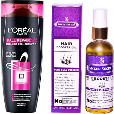 

SHEER SECRET HAIR BOOSTER OIL 100 ML (PURE COLDPRESSED) and LOREAL FALL RESIST 3X SHAMPOO 175ML(Set of 2)
