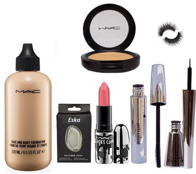 

eska Spounge Puff, Face & Body Foundation,Brooke Candy Eyeliner Mascara with Lipstick,Compact,Eyelashes(Set of 7)
