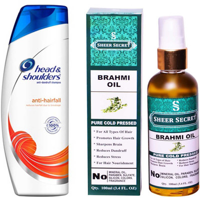 

SHEER SECRET BRAHMI OIL 100ML (PURE COLD PRESSED) and HEAD & SHOULDERS 180 ML ANTI HAIRFALL SHAMPOO(Set of 2)