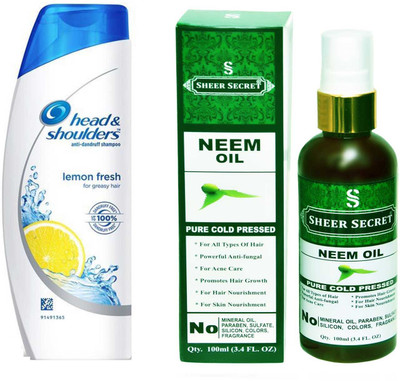 

SHEER SECRET NEEM OIL 100ML (PURE COLD PRESSED) and HEAD & SHOULDERS 180 ML LEMON FRESH SHAMPOO(Set of 2)