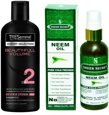

SHEER SECRET NEEM OIL 100ML (PURE COLD PRESSED) and 190 ML BEAUTIFULL VOLUME SHAMPOO(Set of 2)