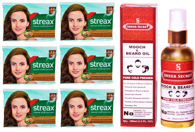 

SHEER SECRET MOOCH AND BEARD OIL 100 ML (PURE COLDPRESSED) and COLOUR 6 GOLDEN BLONDE SACHET NO. 7.3(Set of 7)