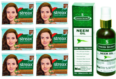 

SHEER SECRET NEEM OIL 100 ML (PURE COLDPRESSED) and COLOUR 6 GOLDEN BLONDE SACHET NO. 7.3(Set of 7)
