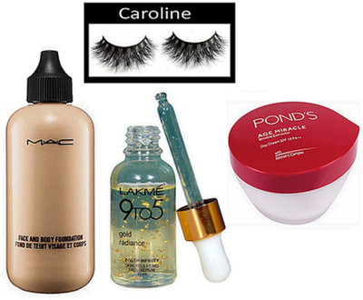 

caroline Eyelashes, Face And Body Foundation, Ponds Age Miracle Wrinkle Corrector Cream, 9to5 Face Serum(Set of 4)