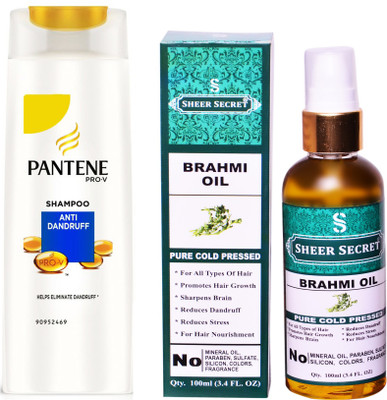 

SHEER SECRET BRAHMI OIL 100ML (PURE COLD PRESSED) and PANTENE ANTI DANDRUFF SHAMPOO 340 ML(Set of 2)