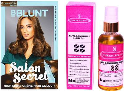 

SHEER SECRET ANTI DANDRUFF OIL 100 ML (PURE COLDPRESSED) and SALON SECRET HAIR COLOUR LIGHT GOLDEN BROWN NO. 5.32(Set of 2)