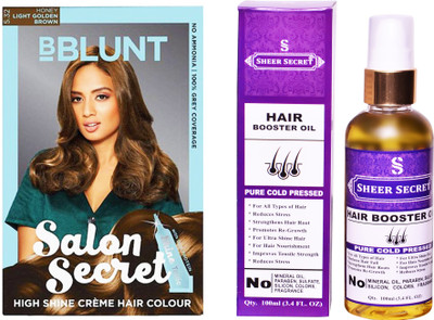 

SHEER SECRET HAIR BOOSTER OIL 100 ML (PURE COLDPRESSED) and SALON SECRET HAIR COLOUR LIGHT GOLDEN BROWN NO. 5.32(Set of 2)