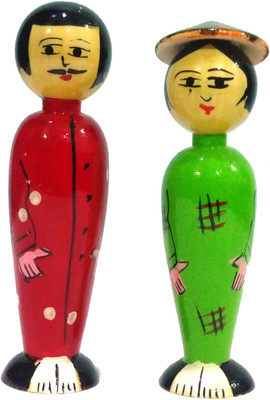 

Crafts India Handcrafted Wooden North East India Couple - 11 cms(Multicolor)