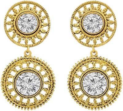 JFL Jewellery for Less Traditonal Ethnic One Gram Gold Plated Diamond Designer Copper Drops & Danglers