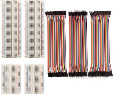

REES52 4 Pieces Breadboards Kit with 120 Pieces Jumper Wires for Electronics Projects (400-Points and 830-Points) Electronic Components Electronic Hobby Kit