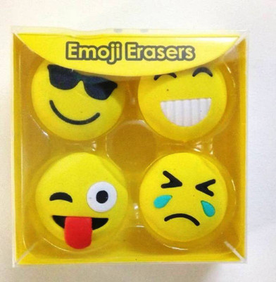 TruOm Emoji SMILEY FACE Non-Toxic Eraser (Set of 1, Yellow) Eraser(Yellow)