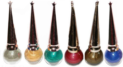 

RANDOMMAC glitter eyeliner pack of 6( silver, golden,blue ,pink,brown,green ) 3 ml (multicolor) 3 ml(multticolour)