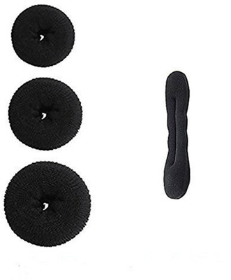 

Confidence Hair Accessories Set Of 3 Donut + Bun Maker| Hair Accessories For Women Wedding | Women Hair styling Tools | Bun maker Hair Accessories Tools, Black Hair Accessory Set(Black)