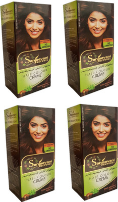 

SANJEEVANI NATURAL DARK BROWN Hair Color Creme For Women & Men NO AMMONIA (Pack Of 4) Hair Color(Dark Brown)