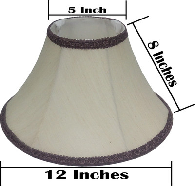 

RDC 12" Round Slanting Cream-khadi with Brown Lace Border - B22 Holder Ring Size Table Lamps Lamp Shade(Cotton)