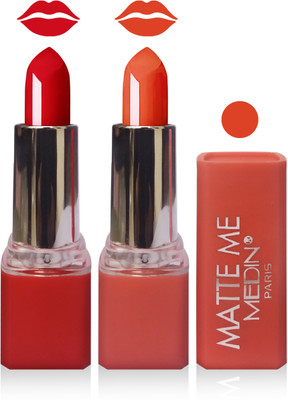 

Medin paris matte me lipstick cosmetics makeup combo set of 2(orange red)