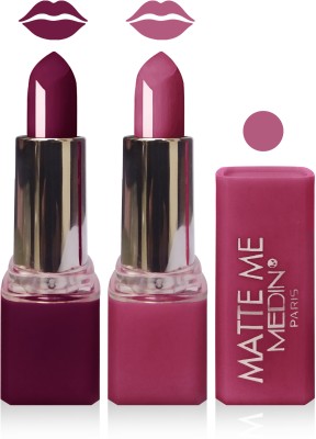 

Medin paris matte me lipstick cosmetics makeup combo set of 2(purple falsa)