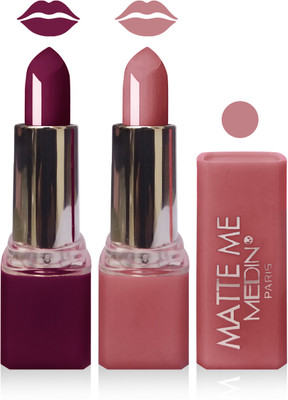 

Medin paris matte me lipstick cosmetics makeup combo set of 2(skin brown falsa)