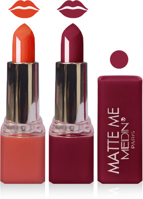 

Medin paris matte me lipstick cosmetics makeup combo set of 2(magenta orange)