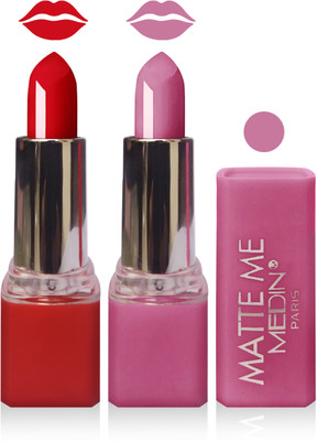 

Medin paris matte me lipstick cosmetics makeup combo set of 2(pink red)