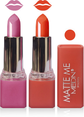 

Medin paris matte me lipstick cosmetics makeup combo set of 2(orange pink)
