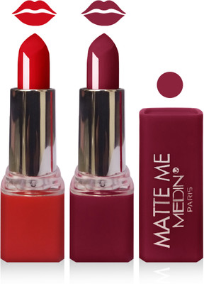

Medin paris matte me lipstick cosmetics makeup combo set of 2(magenta red)