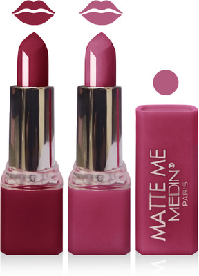 Medin paris matte me lipstick cosmetics makeup combo set of 2(purple magenta)