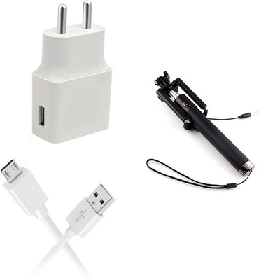 DAKRON Wall Charger Accessory Combo for Itel A62(White)
