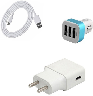 DAKRON Wall Charger Accessory Combo for Intex Indie 5(White)