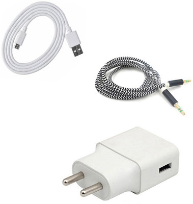 DAKRON Wall Charger Accessory Combo for Intex Indie 5(White)