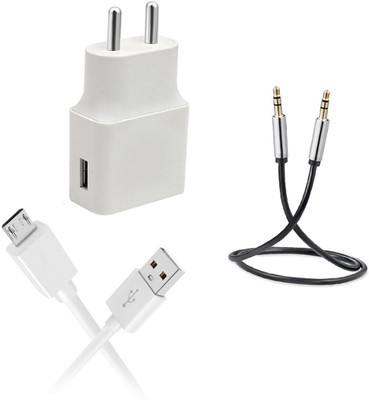 DAKRON Wall Charger Accessory Combo for Itel A62(White)