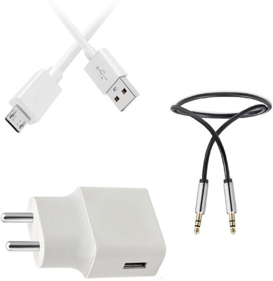 DAKRON Wall Charger Accessory Combo for OPPO A3s(White)