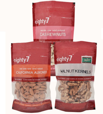 

Eighty7 California Almonds(250g), California Walnut Kernels(180g) and Cashews(250g) Assorted Nuts(930 g, Pouch)