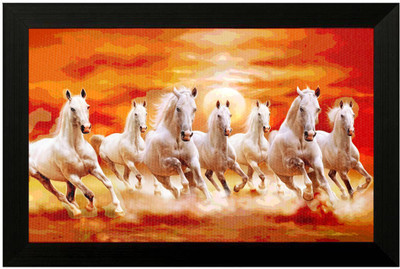 53 Off On Janki Lucky Seven 7 White Running Horses Vastu Wall