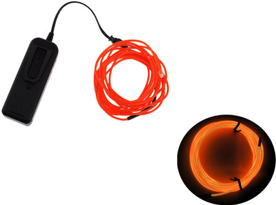 

Jholmaal Orange 5 meters El Wire Neon Light Led For Car/party/halloween/costumes/diy (With 3 Volt Adapter) Party Glow Ornament(Pack of 1)