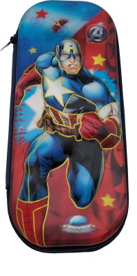 

Qzark pencil box pouch Captain America Art Canvas Pencil Box(Set of 1, Blue)