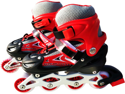 

Aurion High Performance Inline Skates with PU Flashing Wheel Aluminum Body with Adjustable Length In-line Skates - Size Small (18.5 cm-21.3 cm) UK(Red)