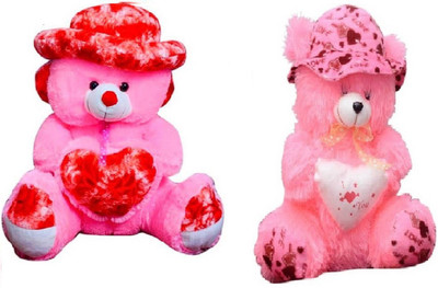 

Samayra Toys Combo Offer pack of Two Pink Teddy Bear with Cap - 40 cm(Pink)
