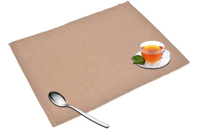 YELLOW WEAVES Square Pack of 6 Table Placemat(Beige, Cotton)