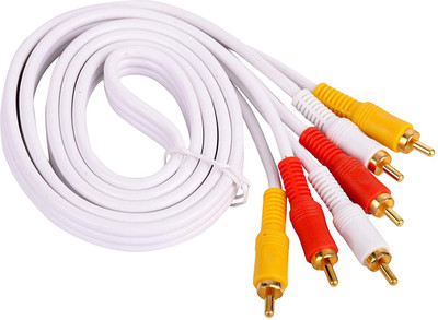 

RL Sons. TV-out Cable Audio Video Cord-AV Cord 3-Male RCA Cable Audio Video AV Cord - Pure Copper (RL-1131)(White, For TV)