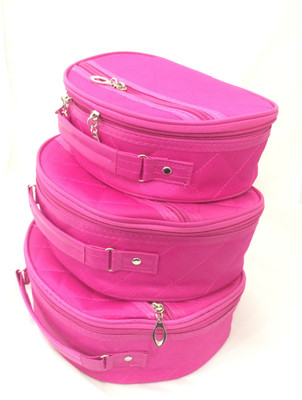 

shamax PINK DIAMOND 3 P.C. SET COSMATIC BAG vanity case Vanity Box(Pink diamond)