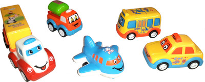 

Krivan 5 Piece Mini An Medium Fun Autos Pull Multicolored Car Toys For 3+ Kids (Multicolor)(Multicolor)