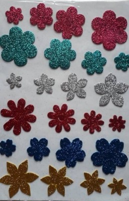 

karigari Glitter Flower Foam Sheet Sticker