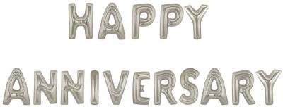 

BashNSplash Solid HAPPY ANNIVERSARY FOIL BALLOON PARTY DECORATION SILVER (PACK OF 1) Letter Balloon(Silver, Pack of 1)
