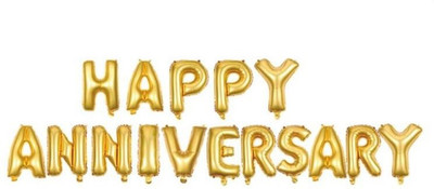 

BashNSplash Solid HAPPY ANNIVERSARY FOIL BALLOON PARTY DECORATION GOLD (PACK OF 1) Letter Balloon(Gold, Pack of 1)