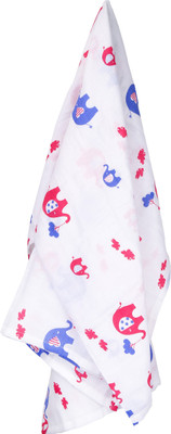 

Polka Tots Animal  Swadding Baby Blanket(Cotton, White