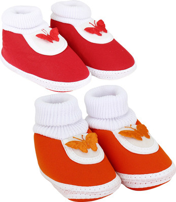 

Neska Moda 0 To 6 Month Baby Booties(Toe to Heel Length - 10 cm Red, Orange), Orange;red